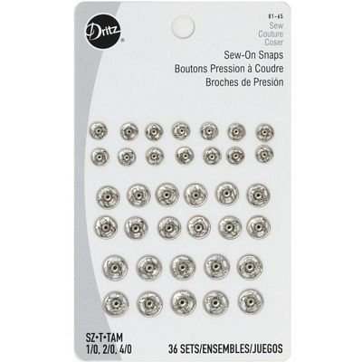Dritz Sew-on Snaps Nickel 36ct. sizes 1/0 2/0 4/0