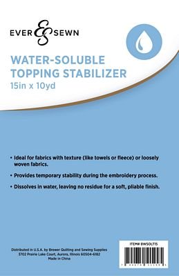 EverSewn Water-soluable Topping 15 in x10 yd 2/pk