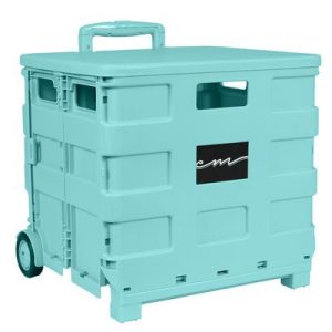 Everything Mary Collapsible Plastic Rolling Craft Cart Aqua