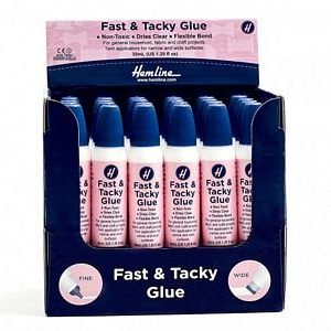 Hemline Fast and Tacky Glue 35ml with Dual Tips Display 24pc