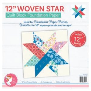 12in Woven Star Quilt Block Foundation Paper