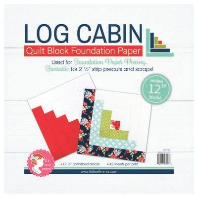 12 in Log Cabin Quilt Block Foundation Paper