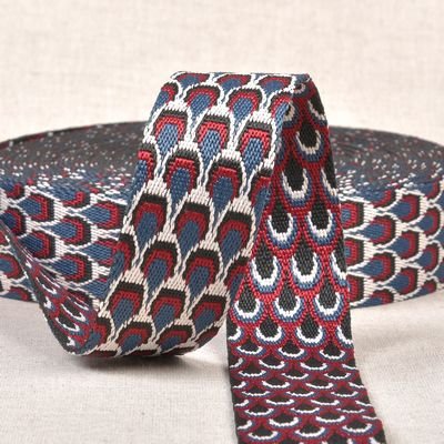 Products from Abroad Peacock Pattern Webbing1.5 in x 15.95yd, Blue/Red
