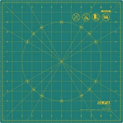 Olfa Square Rotating Rotary Cutting Mat 12 in Green