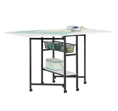 Sew Ready Mobile Fabric Cutting Hobby Table Charcoal/White