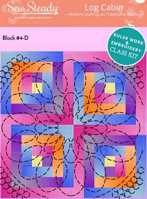 Sew Steady / Westalee Design Log Cabin 4D Quilt Fabric Panel & Quilt Plan Only